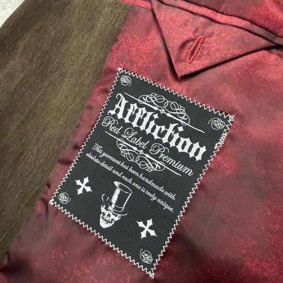 VTG Affliction Red Label Premium Men's Goth Blazer Jacket XL 48-50 Graphic RARE - Picture 8 of 14
